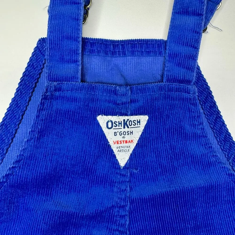 Vintage 70s OshKosh B’Gosh Vestbak Blue Corduroy Overalls 4T Union Made USA